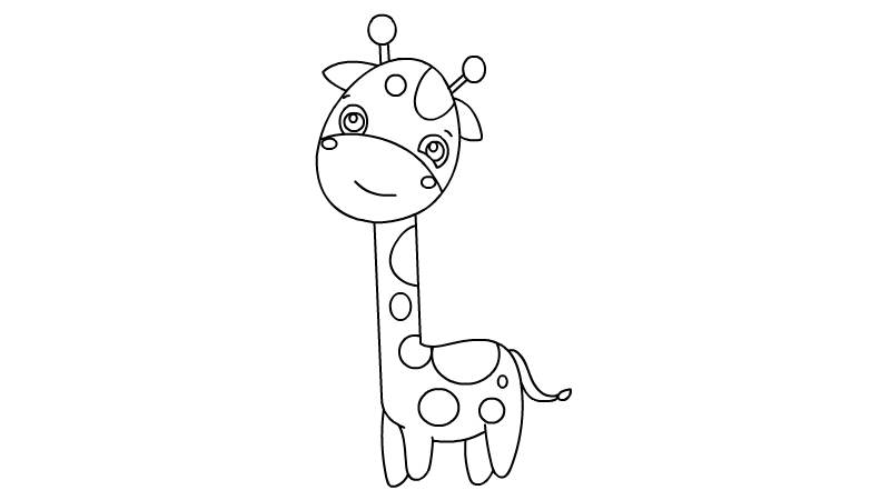 长颈鹿的简笔画步骤  长颈鹿的简笔画画法 
