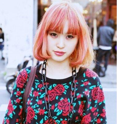 脑门宽女生适合的韩式中短发发型发色图片