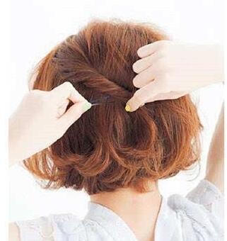 韩式短发半扎式丸子头 短发半扎发型教程图解